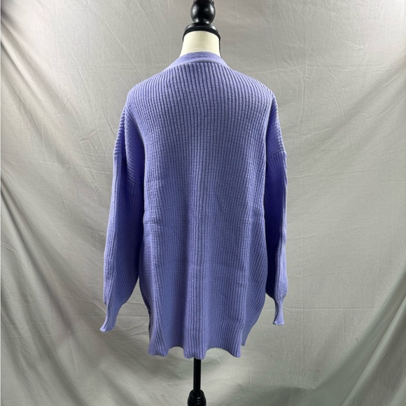 Drop Shoulder Ribbed Knit Duster Cardigan Purple - Picture 7 of 8